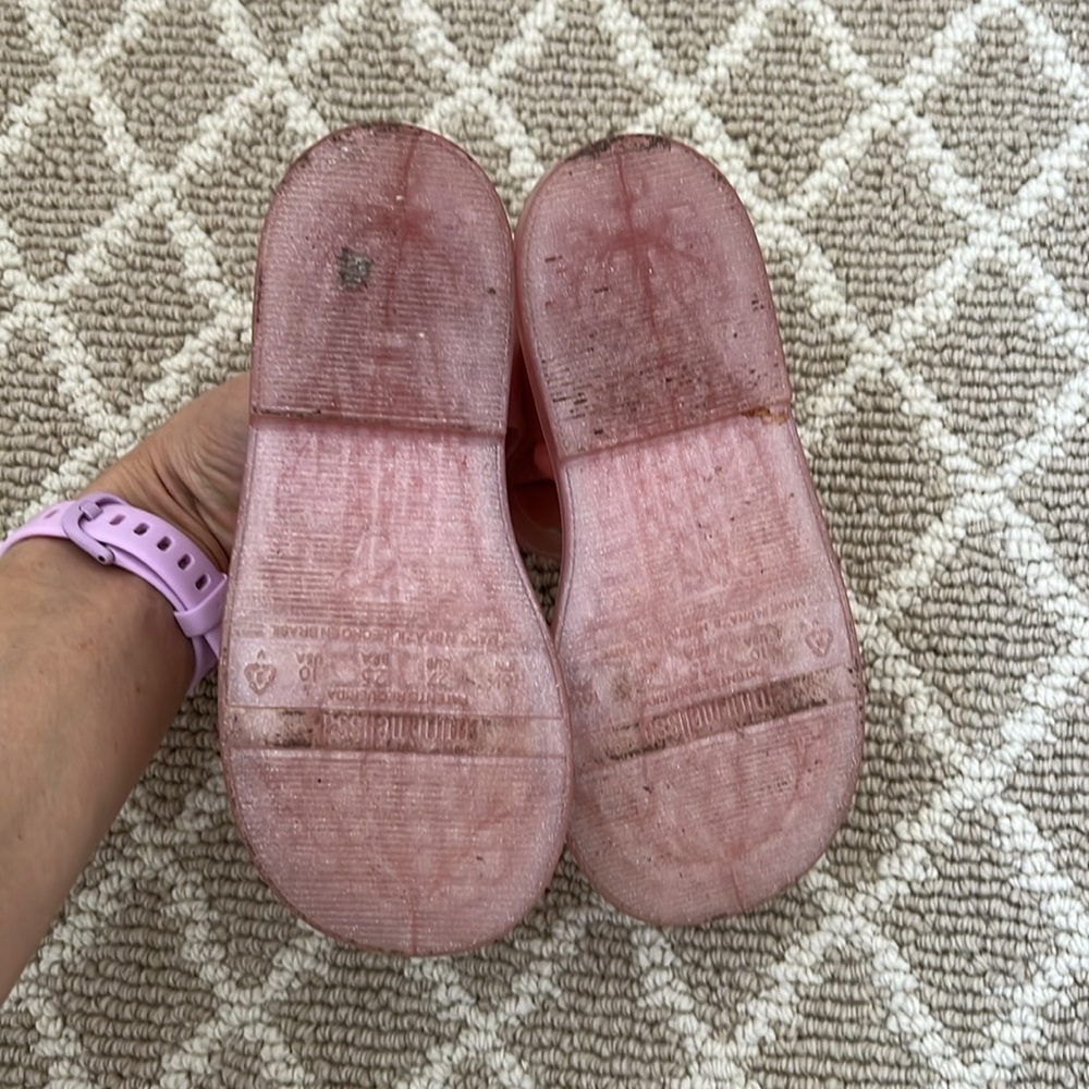 Mini Melissa Size 10 Little Girl Sandals Pink Glitter - Picture 3 of 6